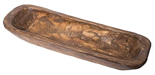 Dekorative Teigschale aus Holz, 50,8 cm, lange Teigschale, große Holzteigschale, lange Holzschale, Baguette-Schüssel, große Teigschale, Mittelstück, lange Schüsseln, Holzteigschale, hergestellt in den