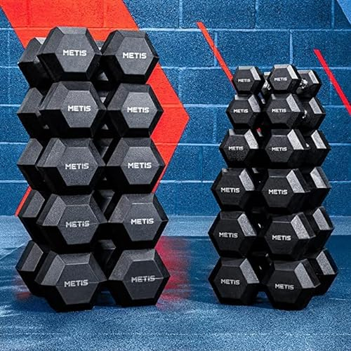 METIS Hexagon Kurzhanteln - Hanteln für Krafttraining (als Paar erhältlich) | 2,5kg – 27,5kg | Gewichte Hantel | Fitness Geräte Zuhause | Dumbbell Set (15kg)