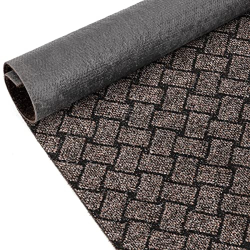 ANRO Schmutzfangmatte Flur Läufer Schmutzfangläufer Fußmatte Teppichläufer Flurteppich Türmatte Meterware Melbourne Braun 200x100cm