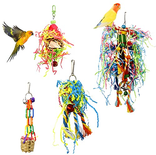 Pinenuts 4 Pack Bird Shredding Toys for Budgies, Parrots