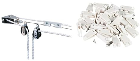 Windhager Montageset Seilzugsystem, 10884 weiß & Laufhaken für die Befestigung von Sonnensegel oder Seilspannmarkise, Drahtseilbebestigung, 30 STK Set mit Edelstahlschrauben, 10701, Weiß