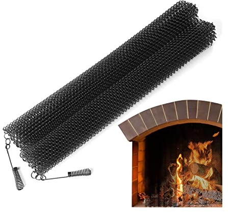 SERUMY Funkenschutzgitter Kamingittervorhang, 2 Stück hitzebeständiges Metallgitter for Kamin Funkenschutz (Color : 2pcs 24x18in)