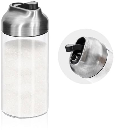 Aelga 12 OZ Glass Sugar Dispenser with Pour Spout, Weighted Pourer, for Coffee, Tea & Baking
