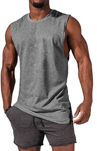 Tongmingyun Herren ärmellose Tank Tops Rundhals Muskelshirts Grau 3XL