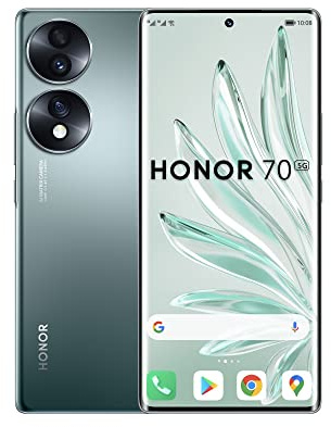 HONOR 70 Smartphone, Mobile Phone 5G, SIM Free Unlocked, 8+256GB, 54 MP Triple Rear Camera, 120Hz 6.67 Inch OLED Curved Screen, Android 12, 4800mAh Emerald Green