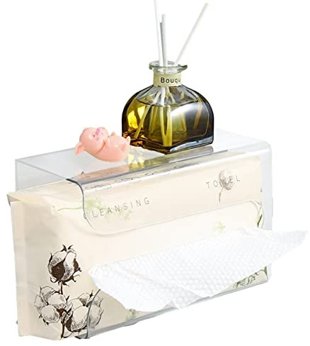 Fulenyi Kosmetiktuchhalter für die Wand, Transparente Wand-Tissue-Box ohne Nägel, Wand-Serviettenbox-Halter Einfaches Aufbewahren und Verteilen von Papierhandtüchern für Beistelltisch, Nachttisch