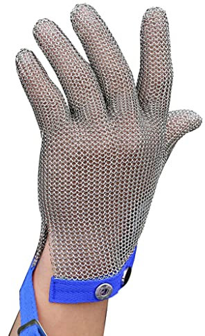 Samnuerly Anti Cutting Gloves Metal Cut Resistant Chain Mail Gloves, Chef Safety Work Gloves Protective Gloves, With Adjustable Nylon Wrist Strap (Size : A pack of one/XS)