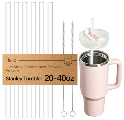 WK ieason ersättande plastsugrör återanvändbara drickande stjärnor kompatibla med Stanley 207-40 oz tumlare och andra märken med 2 sugrörsborstar, giftfria klara sugrör