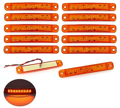 Gelb Seitenmarkierungsleuchten 9 LED-Umrissleuchten für LKW, Anhänger, Wohnmobil, Wohnmobil, Pickup, Traktor, LKW, SUV, Boot, 12 V DC, stoßfest