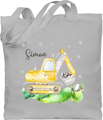 Geschenk mit Namen personalisiert by Shirtracer - Baumwolltasche - Bagger I Baggerfahrer Geschenk