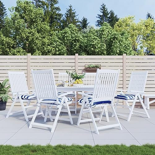 Homgoday Stuhlkissen 6 STK. Gartenstuhlkissen Gartenstuhlauflagen Stuhlauflage Gartenstuhlkissen Sitzpolster Sitzkissen Stuhl Sitzauflage Blau & Weiß Gestreift 50x50x7cm Oxford-Gewebe