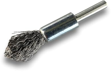 Lot de 10 brosses métalliques pinceaux en bout pointu sur tige | Ø 12 mm | ACIER dur 0,40 mm | Forme pointe | Pour perceuse ou visseuse à mandrin | Brossage et décapage | Kibros 20TC12Px10