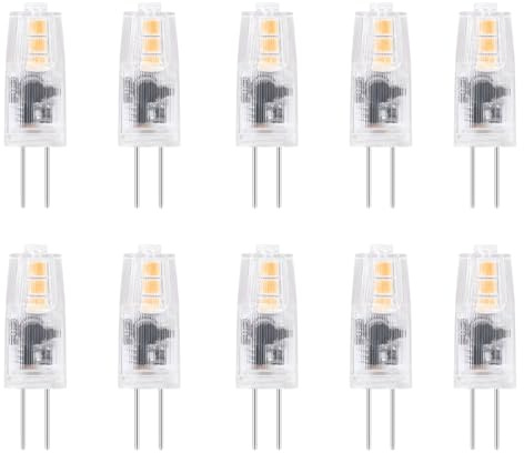 HUAMu G4 LED Lampe 2W, Warmweiß 3000K, Ersatz für 12V 20W Halogen, 200LM, 12V Niedervolt LED Birne, Nicht Dimmbar, Nicht Flackern, für Unterbauleuchten, Dunstabzugshaube, 10 Stück