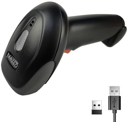 YANZEO L6811 Barcode Scanner 1D Wireless Barcode Reader 2.4G und USB Kabel Handheld Barcode Scanner für Windows, Android, iOS und PC