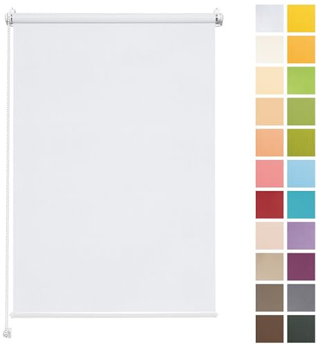 Rettika Sichtschutz Rollo ohne Bohren - Weiß, Breite: 140cm, Höhe 150 - Rollos für Fenster ohne Bohren, Fenster rollos für innen, Jalousien zum Klemmen, Klemmrollo