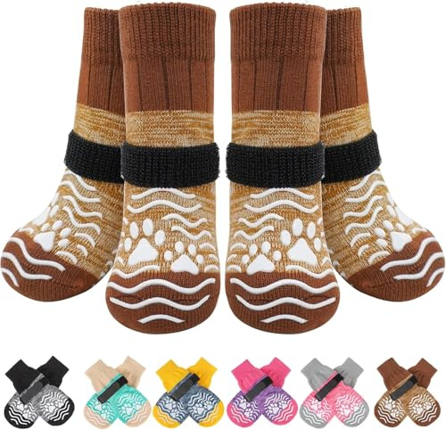 PUPTECK 2 Paar Hundesocken Anti Rutsch, Hundeschuhe Pfotenschutz Hund Verletzung Weiche Socken Hunde Innen- und Außenbereich Outdoor