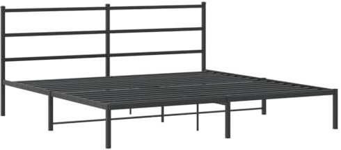 vidaXL Bettgestell, Bettrahmen mit Lattenrost, Bett Gästebett mit Kopfteil, Metallbett Doppelbett Schlafzimmerbett, Schwarz 180x200cm Metall