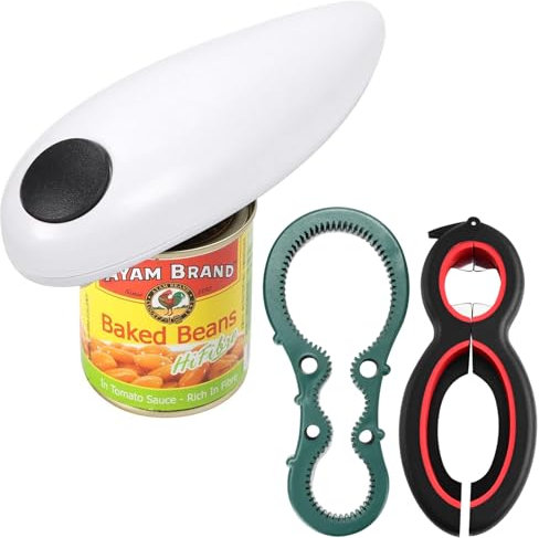 Zhixifan Abrelatas eléctrico de un solo toque, con borde liso, automático, apto para alimentos y funciona con pilas, regalo de cocina para artritis y personas mayores