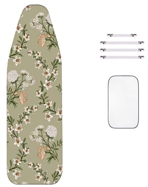 WTAIS Copriasse per ASSE da Stiro a Vapore - 160x60cm, Super permeabilità al Vapore Yellow Floral Coperchio per ASSE da Stiro in Cotone, con Coulisse, per Assi da Stiro Grandi - Coperture di Ricambio