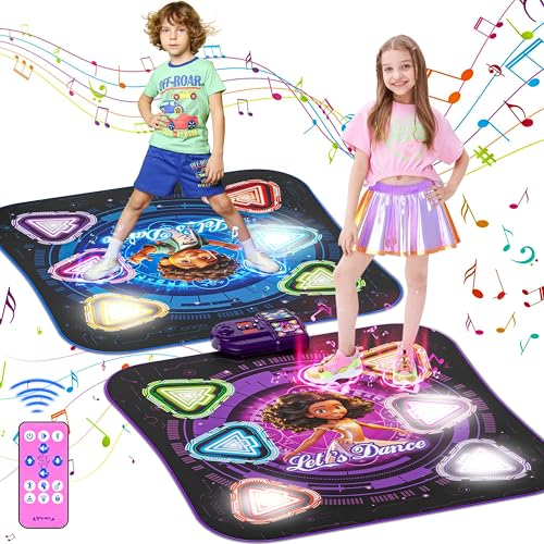 Surelect Dance Mat, 2025 Light Up 2-Player Opposing Dance Pad with Single & Double Player Modes, 12-Button Kids Music Toys with Bluetooth, Birthday for 3-12 Year Old Boys Girls