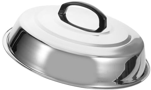 BESPORTBLE De Fonte De Plaque Chauffante 36 Cm en Acier Inoxydable Grand Couvercle De Badigeonnage Rond Couvercle De Cuisson À La De Fromage Couvercle pour Grill À Dessus Plat