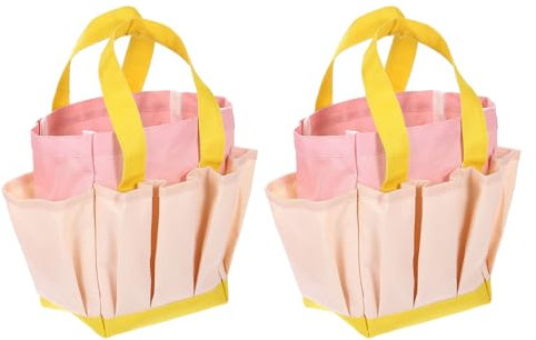 sourcing map 2pcs Garden Tool Bag 11.61 x 3.94 x 11.81 Large Oxford Bag with Pockets Garden Tote Bag Gardening Plant Tool Organizer Storage Carrier Store for Outdoor Women Men, Light Pink