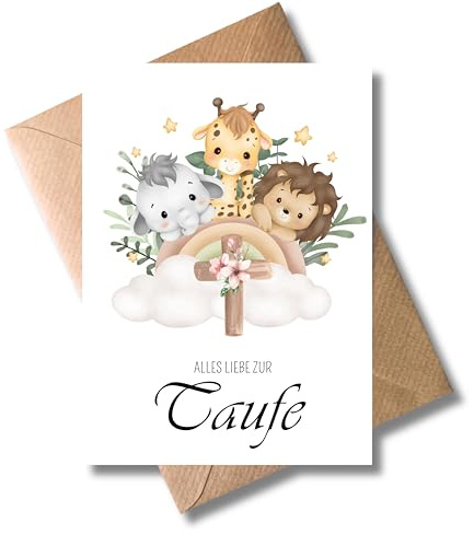 WBdesignz bezaubernde Taufkarte mit Umschlag - Alles Liebe zur Taufe - Niedliche Glückwunschkarte zur Heiligen Taufe - Edle Geschenkkarte für Täufling, Eltern, Paten (DIN A6)