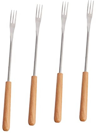 PHENOFICE 4stücke Fonduegabeln Aus Mit Langem Holzgriff Für Käsefondue Schokoladenfondue Grillspieße Und Marshmallow-bratgeräte