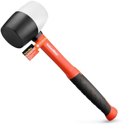 ValueMax Rubber Mallet 16 oz/ 450 g, Mallet Hammer with Fibreglass Handle, Durable Solid Rubber Head for DIY, Camping and Flooring Installation