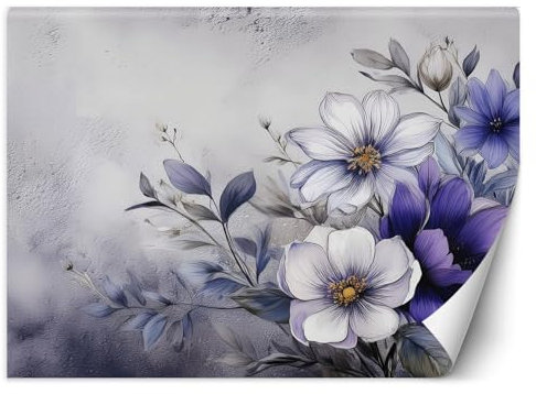Feeby Papier peint mural - Papier peint 3d - Tableau - Fleurs Nature Lila - 400x280 cm Decoration murale - Tapisserie murales papier peint - Ville - deco murale - papier peint intissé