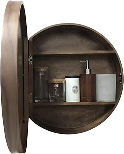 TMKDNNKG Espejo 2 en 1, Armario de Espejo, botiquín de Pared, Armario de Madera con Espejo, Armario de Almacenamiento de Pared, Espejo de Maquillaje, Espejo de baño, Regalo, Color Nogal, 19,7 Pulgada
