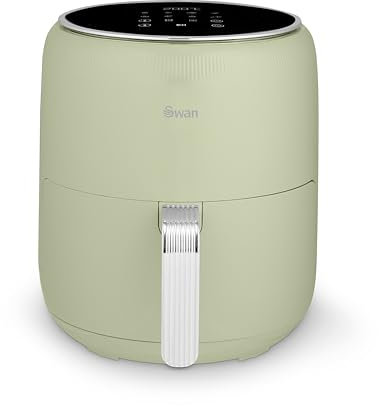 Swan SD10513GRN Retro Digital Air Fryer with Swan Cyclone Technology, 8 Pre-Set Cooking Options, Adjustable Temperature, 4.5L 1500W, Green