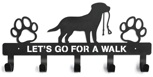 Raypontia Hundehalsbandhaken Für Die Wand - 27 * 13 Cm Hundegarderobe Mit 5 Haken Hundeleinenhalter Wand Mit Hunde Und Pfotenabdrücken, Hundegarderobe Für Die Tür, Leinen-Halter Wandhalterung