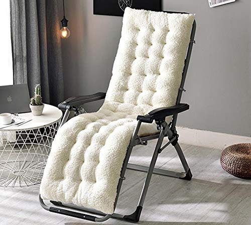Luxuriöses, dick gepolstertes Kissen für Sonnenliege, tragbare Fleece-Auflage für Garten, Terrasse, Relaxsessel, Beige, Sitzbezug mit ultimativem Komfort