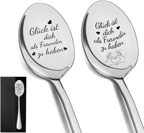 Geschenke für Freundin - 2 Stück Kaffeelöffel mit Gravur Personalisiert Freundschaftsgeschenke für Freundinnen Beste Freundin Geschenk Hochzeitstag, Weihnachten Geburtstagsgeschenk Jahrestag Geschenke