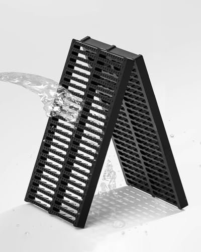 Trough Type Drainage Ditch,Trough Guttering，2 PCS Outdoor Drain Grate, Total 1m Long Trench Drainage Cover for Yard/Sidewalk/Garage, Plastic Strainer Rainwater Well Plate Grid(50x50x5cm/19.7