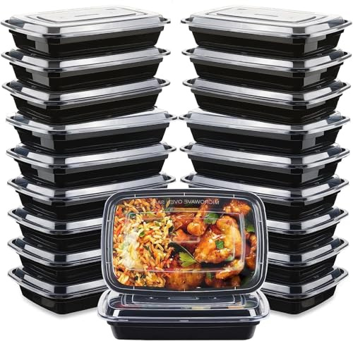 DERDOUT Lot de 20 boîtes à repas réutilisables en plastique sans BPA avec couvercles hermétiques – Passe au micro-ondes, au congélateur et au lave-vaisselle – Boîtes à bento empilables à 2