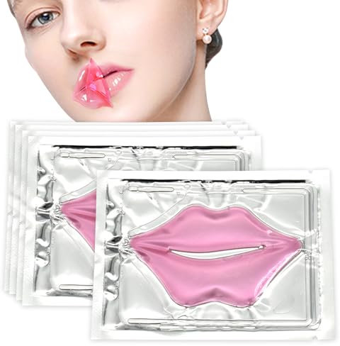 5 Pcs Collagen Crystal Lip Mask, Overnight Moisturizing Mask for Soft Smooth Lips, Resist Aging, Exfoliate Skin, Lip Covers for Sunbed, Prevent Chapped and Dry Skin and Other Problems