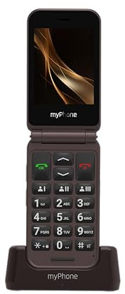 myPhone Harmony LTE Telefono Cellulare per Anziani a Conchiglia, Tasto SOS, Tasti Grandi, Display 2,8 + 1,44, Fotocamera, Base di Ricarica, 4G, Batteria 1300 mAh, Bluetooth – Praline Collection