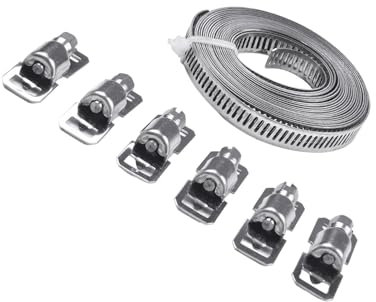LYCCS Colliers de Serrage réglables de 3 m, Grande Taille, engrenage à vis sans Fin, en Acier Inoxydable, 6 Attaches, Accessoires Automobiles, Clips de Fixation for Voiture