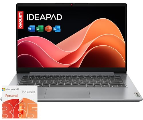 Lenovo IdeaPad 1i Laptop con Office 365 Hogar y Negocios • SSD de 128 GB • 4 GB de RAM • Intel Core • Pantalla antirreflejos 14 • WiFi-6 • Batería de 11 HR • Windows 11 sin mouse