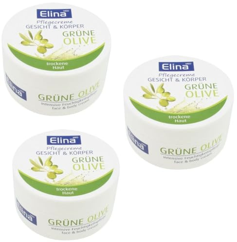 ELINAmed Grüne Olive Pflegecreme für Gesicht & Körper 3x150 ml