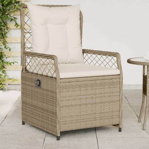QZZCED Gartensessel 2 STK. Verstellbar Beige Poly Rattan Terrassenstühle Outdoor-Stühle für Rasenflächen