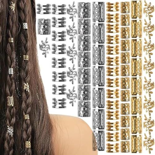 JUGUTA 120 Stück Haarschmuck Für Zöpfe, Haarschmuck, Schmuck Für Haar, Manschetten-Clips Für Dreadlock-Zubehör, Haarspiralen Clips Für Dreadlocks Für Männer Frauen Mädchen Und Junge