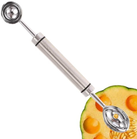 Jubilofex Cuillère Parisine Pour D'eau,Double Cuillère Parisienne en Acier Inoxydable pour Pastèque | À Sorbet Pour Dessert Cuisine,Ustensile de Cuisine et Service à Table