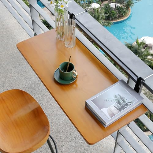 Stoolzfaid Klapptisch BalkongeläNder,BalkonhäNgetisch Klappbar,BalkonhäNgetisch HöHenverstellbar,Balkontisch Klappbar HäNgetisch Holz,Multifunktional,FüR Terrasse,Garten,Balkon