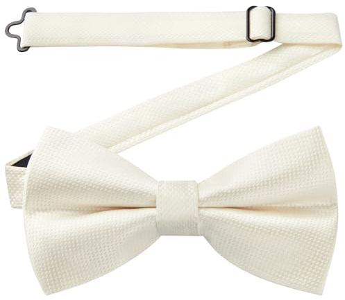 HISDERN Herren Fliege Creme Bereits Gebunden Verstellbar Schleife Fliegen für Männer Klassische Hochzeit Party Anzug Smoking