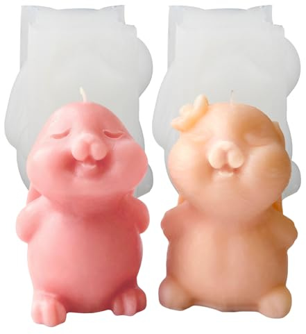 LEIMEND 2 Pièces Moule en Silicone de Lapin de Pâques Moule Bougie MouleLapin de Paques Pour la Fabrication Artisanale de Bougies Décoration de Pièce Décorations de Pâques