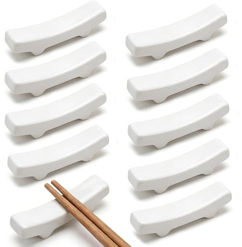 10 Stück Weiße Keramik-Halter – Eleganter Ständer für Essstäbchen, Löffel & Gabeln, Perfekt für Chinesische & Japanische Restaurants, Hotels sowie zur Tischdekoration zu Hause