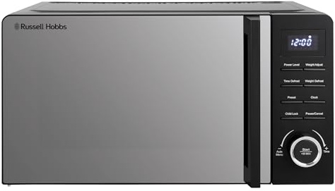 Russell Hobbs Digital Microwave 17l 700W in Black, with 10 Power Levels, 8 Auto-Cook Menus, Defrost & Reheat Function, Button Controls, 95-Minute Timer, Child Lock, RHM1736B